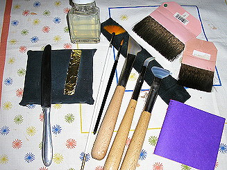 Polierst�be, Vergoldermesser, Netze und Anschusspinsel