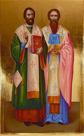 zwei Heilige, russische Malerei