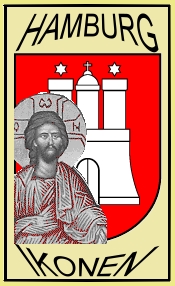 Hansestadt Hamburg Wappen mit Ikone und Schrift